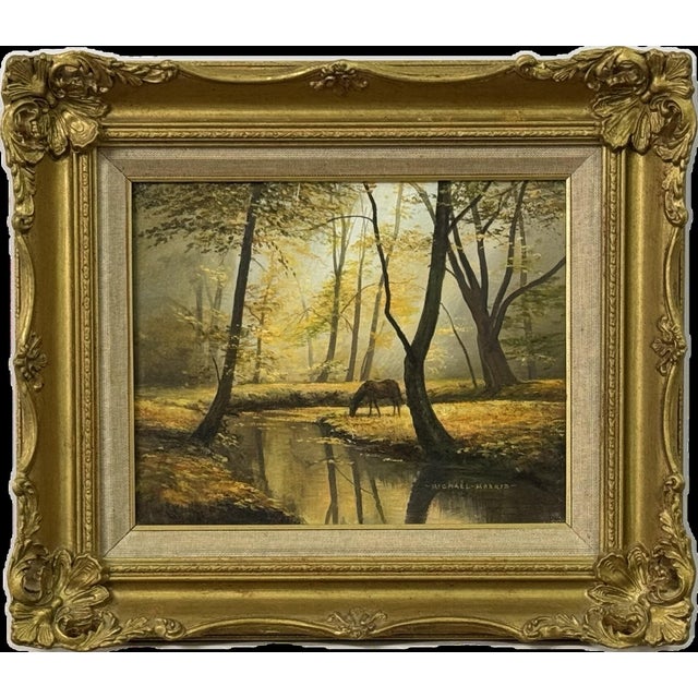 Horse next to River in the Woods of the English Countryside by British Artist 1970 (Circa) For Sale - Image 11 of 18