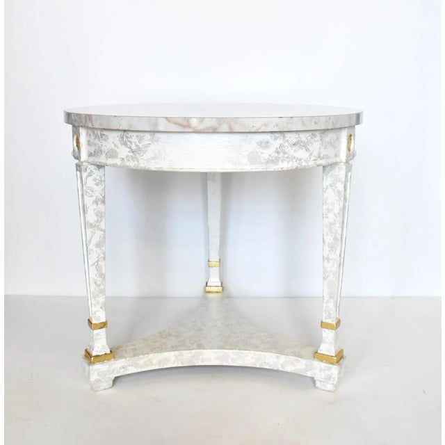 Vintage Neoclassical Round Faux Marble Side Table For Sale In San Francisco - Image 6 of 12
