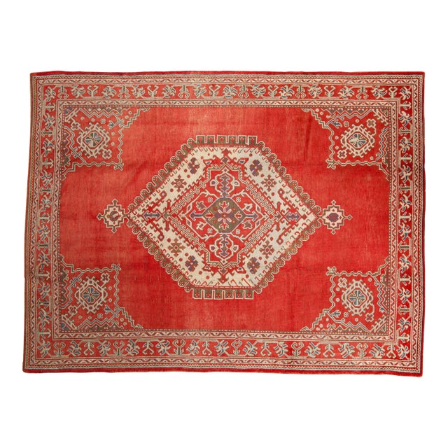 Distressed Oushak Carpet - 7'5" X 9'8" For Sale