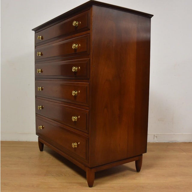 Cherry & Brass Tall Dresser by Willett Furniture Chairish