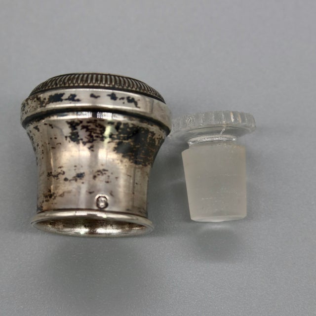 Metal Pair of Antique Crystal Scent Bottles With Silver Mounts — Engraved Monogram, Hallmarked Silver For Sale - Image 7 of 9