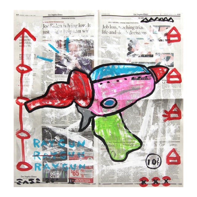 Ray Gun - Original Quirky Colorful Still Life Acrylic Pop Art by Gary John For Sale