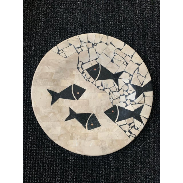 Maitland Smith Style Tessellated Stone Bowl with Fish For Sale - Image 9 of 10