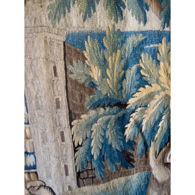 Early 18th Century French Aubusson Verdure Tapestry Showing a Bird and Fontaine For Sale - Image 10 of 12