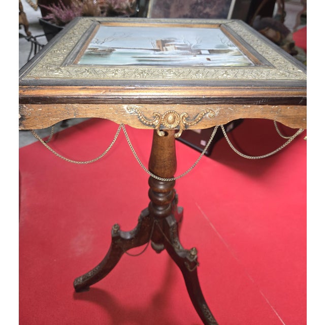 Napoleon III Pedestal Table with Porcelain-Painted Top For Sale - Image 4 of 6