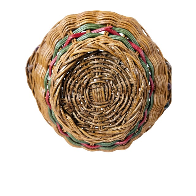 Vintage Woven Basket Wood Beads Ceramic Lifesize Apples For Sale - Image 10 of 12