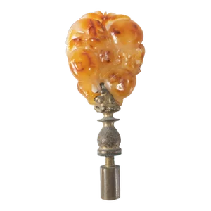 19th Century Chinese Carved Carnelian Agate Lamp Finial Pendant