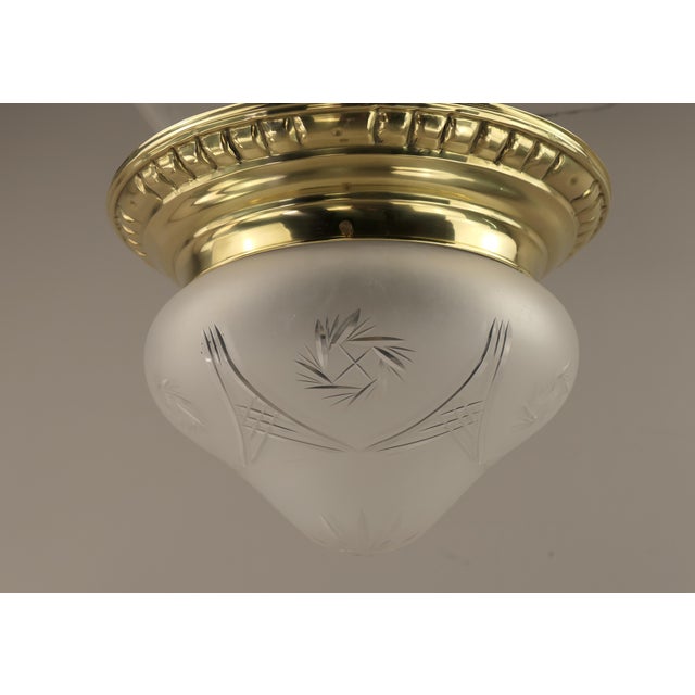 Metal Art Deco Ceiling Lamp with Cut Glass, 1920s For Sale - Image 7 of 7
