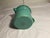 Metal Vintage Large Enamelware Pitcher Aqua With White Interior Double Gold Stripes For Sale - Image 7 of 7