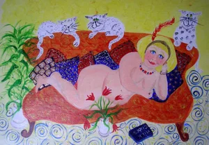 Therese James Say Chocolate: Contemporary Mixed Media Figurative Painting 2014