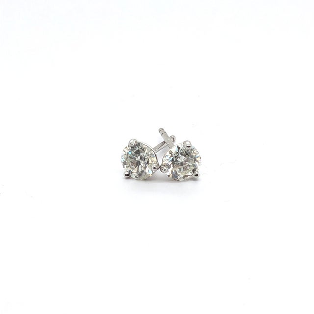 Contemporary 14k White Gold Diamond Stud Earrings ~1.23cts, Pair For Sale - Image 3 of 9