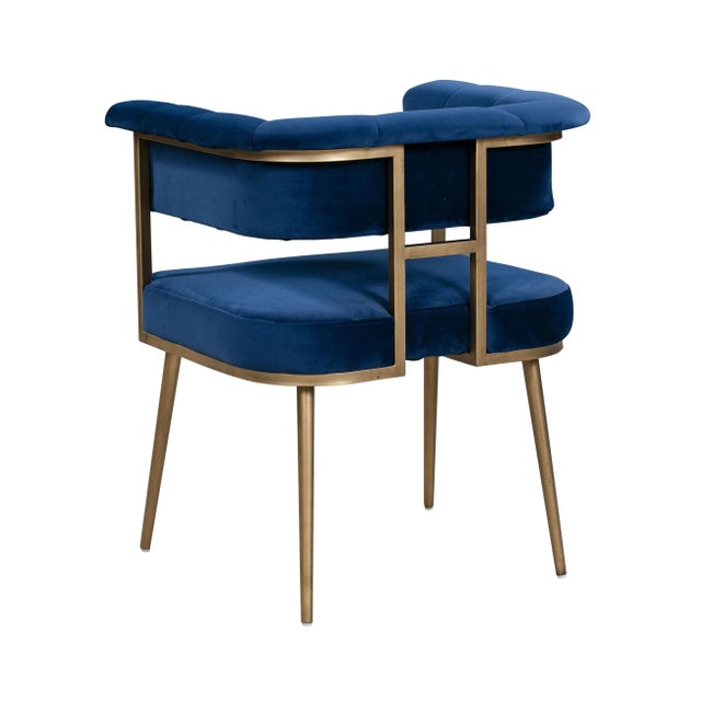 Transitional Astrid Navy Velvet Chair For Sale - Image 3 of 8