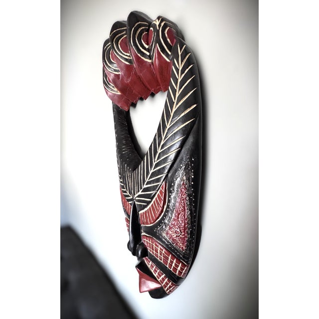 Ghanaian Hand-Carved African Ceremonial Wall Mask For Sale - Image 4 of 10