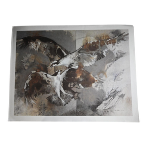 “Falcons in Flight” Limited Edition Print by Sue Wise, 1977