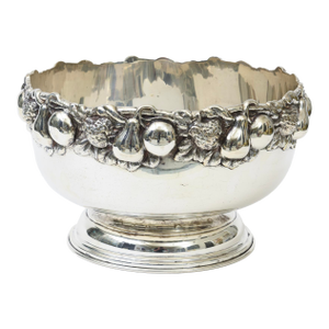 Vintage Large Silver Plated Bowl With Fruit Embellishments, 1950's