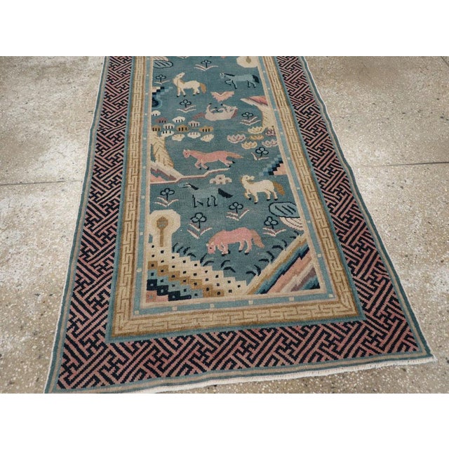 Galerie Shabab Collection Early 20th Century Chinese Pictorial Throw Rug For Sale In New York - Image 6 of 8