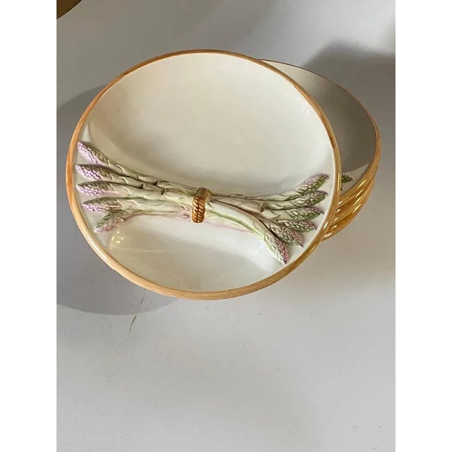 Early 20th Century Majolica Arparagus Plates in Purple & Green, Set of 6 For Sale - Image 9 of 10