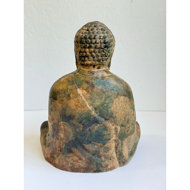 Otagiri Company Mid 20th C. Otajiri Japan Cast Iron Seated Buddha Sculpture For Sale - Image 4 of 9