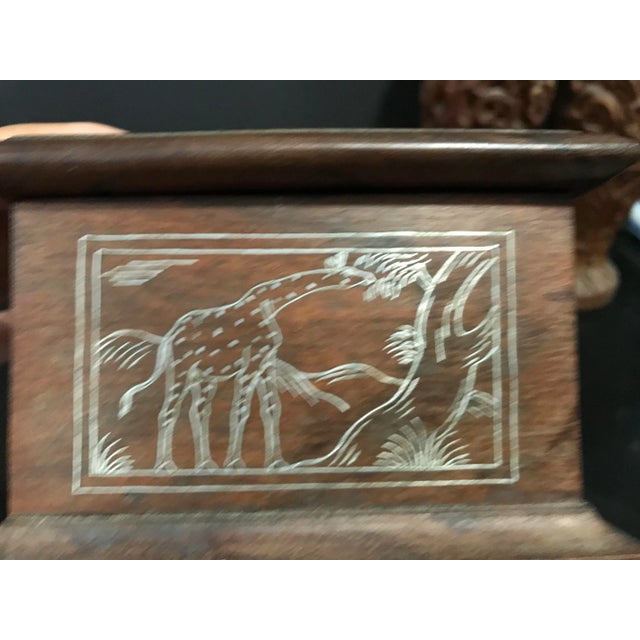 Silver Antique Indian Silver Inlaid Wooden Casket Box and Two Wooden Vases Set - 3 Pieces For Sale - Image 8 of 10