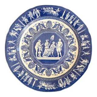 Vintage Mottahedeh Greek Revival Blue and White Neoclassical Plate For Sale