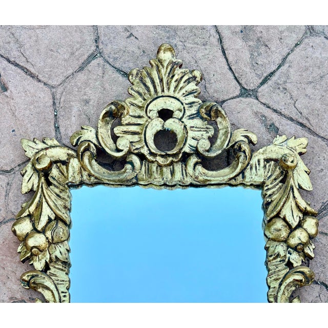 Gold Gilt Plaster Wall Mirror in Baroque Style, Mid-20th Century For Sale - Image 8 of 8