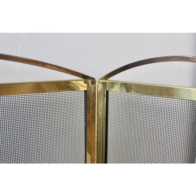 Vintage Neoclassical Style Brass Fire Screen Grille With 3 Panels For Sale - Image 11 of 18