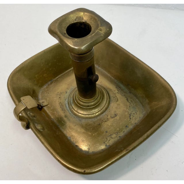 Antique Square Brass Push-Up Chamber Stick From England For Sale - Image 11 of 12