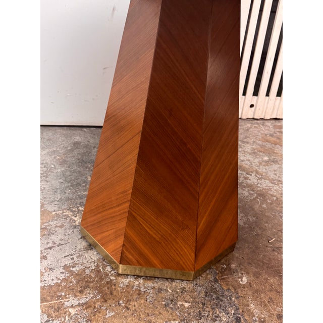 Anthropologie Quillen Marquetry Round Walnut Pedestal Dining Table, 48 Inches For Sale In San Francisco - Image 6 of 12