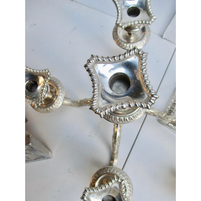 Grand-Scale Georgian Silver-Plate Candlabra 29" Tall - A Pair of 2 For Sale - Image 12 of 13