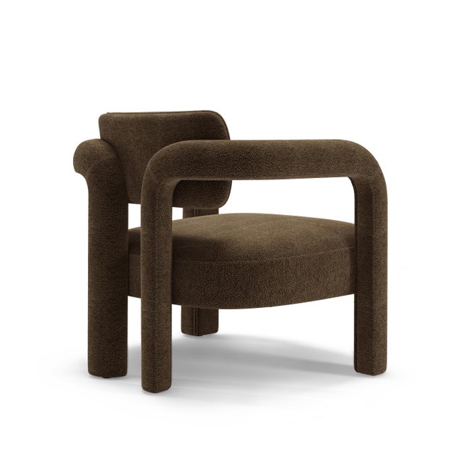 Double Arch Armchair in Brown Chenille from Insidherland For Sale - Image 10 of 10