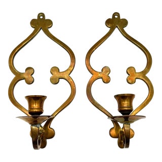 Vintage Scandinavian Brass Wall Sconces a Pair For Sale