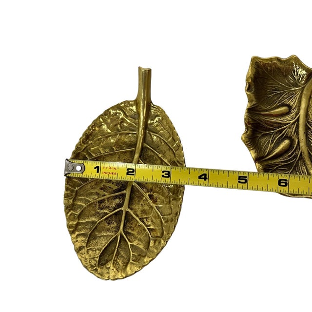 Vintage Virginia Metalcrafters Brass in Leaf Catchall - A Pair For Sale - Image 10 of 10
