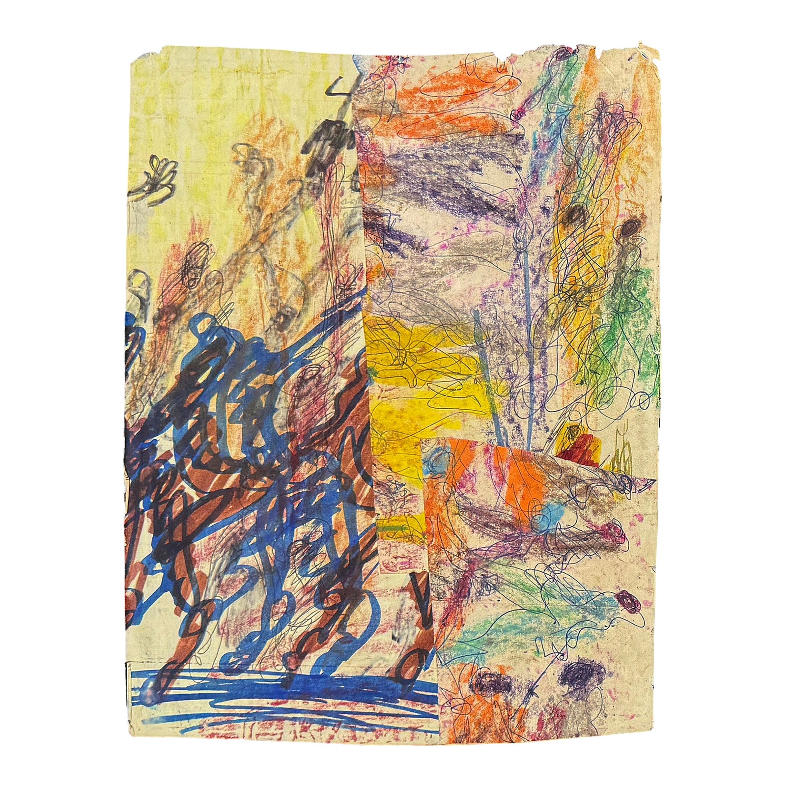 1990s Purvis Young, City Rhythms (Framed Original Mixed Media Collage ...