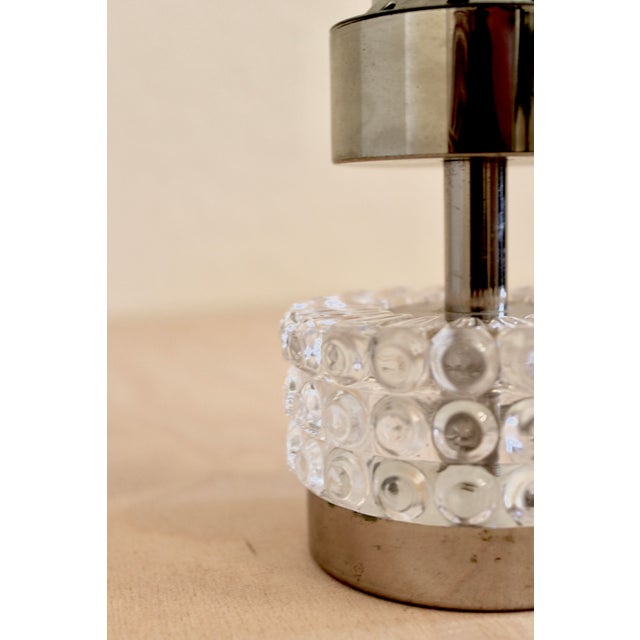 Small Vintage Italian Pressed Glass and Chrome Table Lamps, 1970s, Set of 2 For Sale - Image 6 of 9