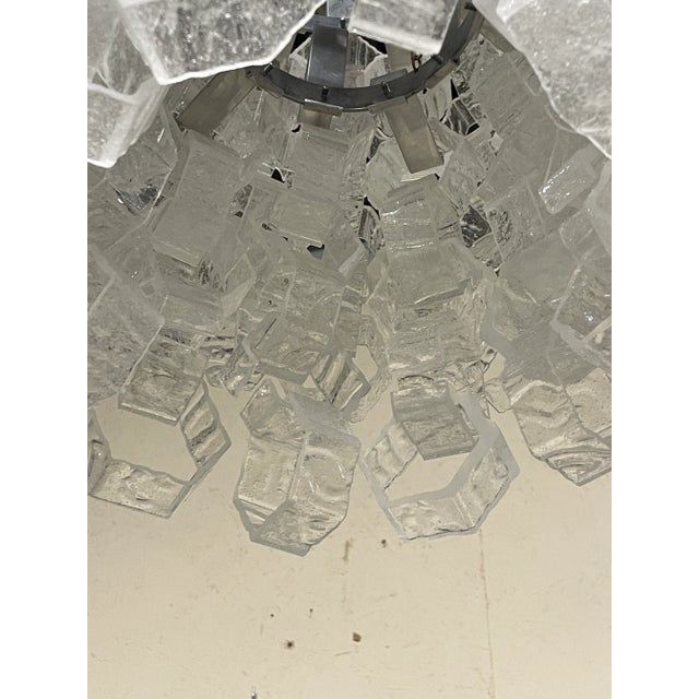 Cascade Chandelier with Hexagonal Glass attributed to Av Mazzega, 1970s For Sale - Image 9 of 18