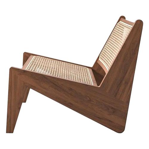 Wood and Woven Viennese Cane Kangaroo Low Armchair by Pierre Jeanneret for Cassina For Sale - Image 8 of 8