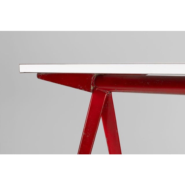 Jean Prouvé 512 Compass Table Red by Jean Prouvé, France, 1953 For Sale - Image 4 of 18