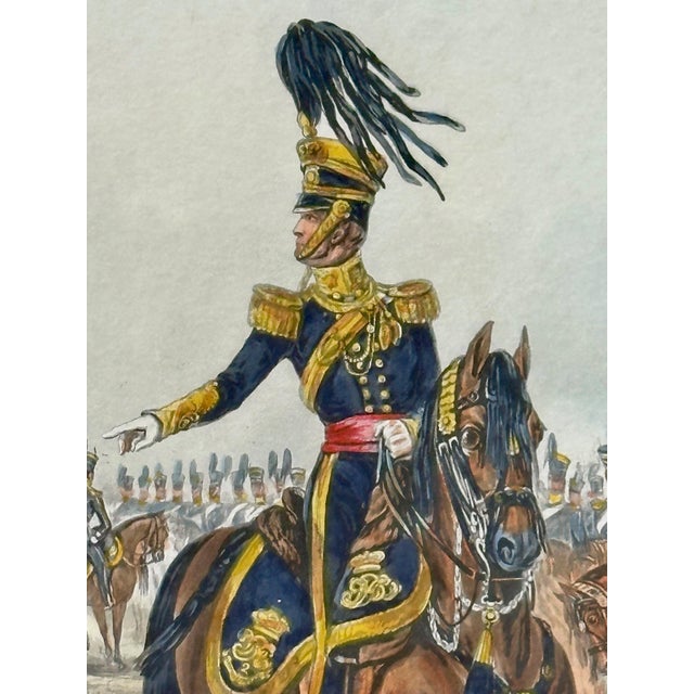 Pair Antique Military Hand-Colored Engravings, Framed For Sale - Image 11 of 18