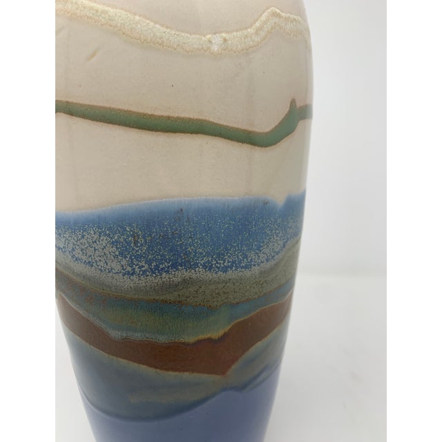 Ceramic Mid Century Modern Multi-Color Striped Vase For Sale - Image 7 of 11