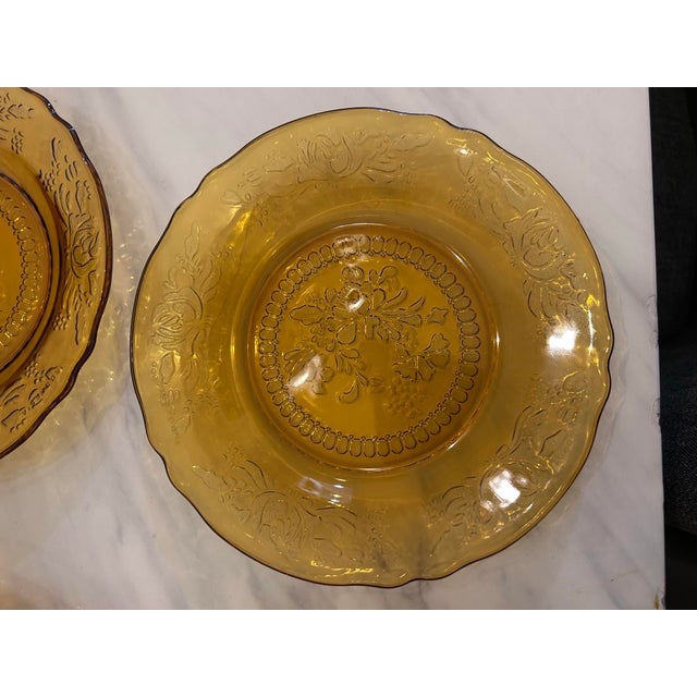 1970s Vintage Kig Indonesia Amber Pressed Glass Dinner Plates For Sale - Image 5 of 5