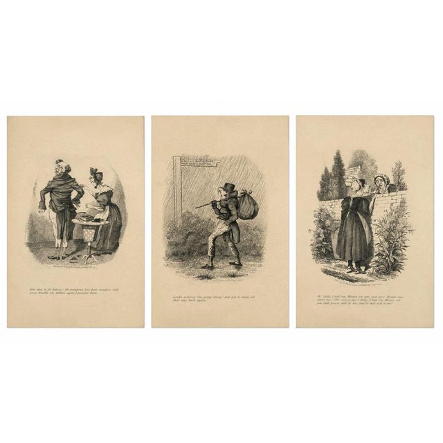 Robert Seymour’s Humorous Victorian Social Caricatures, Set of 3, 1836 This charming set of three original 19th-century...