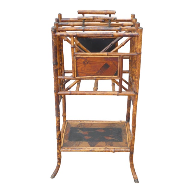 Late 19th Century Victorian Japanned Bamboo Magazine Rack For Sale