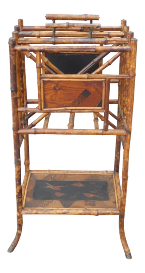Late 19th Century Victorian Japanned Bamboo Magazine Rack