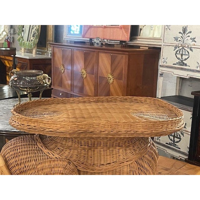 Vintage Rattan Elephant Side Table For Sale - Image 4 of 7