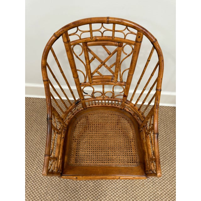 Late 20th Century Late 20th Century Brighton Pavilion High Back Chinese Chippendale Bamboo Arm Chair For Sale - Image 5 of 6