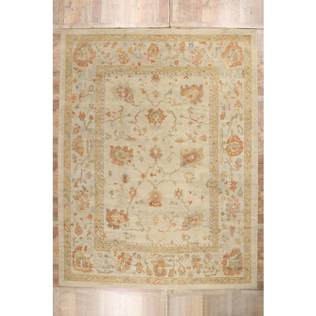 Vintage Modern Turkish Oushak Rug - 11'10 X 15'06 For Sale - Image 9 of 9