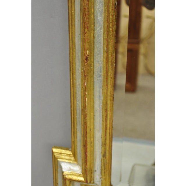 Vintage Italian Regency Silver & Gold Gilt Wood Frame Beveled Glass Wall Mirror For Sale In Philadelphia - Image 6 of 13