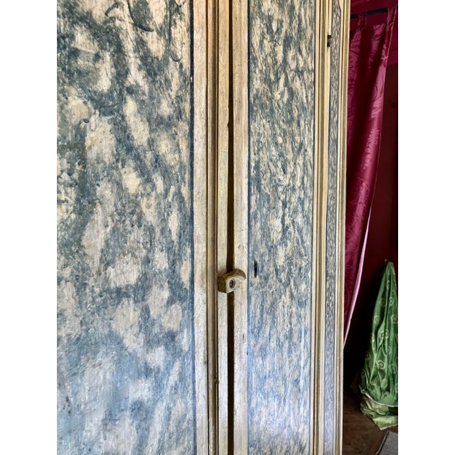 Antique Italian Renaissance Painted Marble Lacquer Wooden Cabinet, 1500s For Sale - Image 9 of 18
