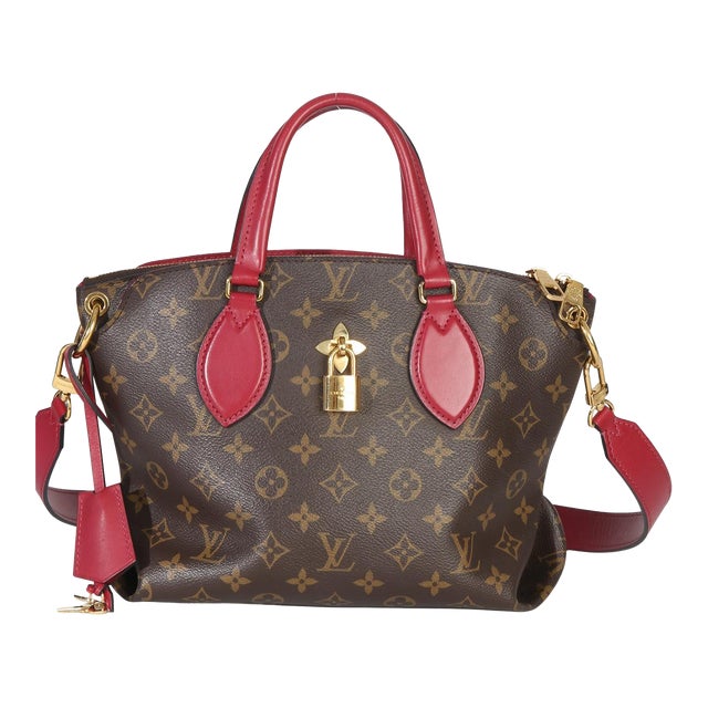 Bordeaux Monogram Canvas Flower Zipped Tote PM For Sale