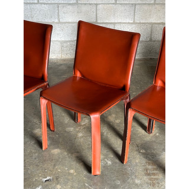 Vintage Mario Bellini for Cassina Cab Chairs, Model 412- Set of Four For Sale In Philadelphia - Image 6 of 12